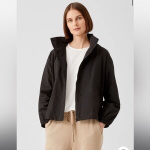 NWT Eileen Fisher Light Cotton Nylon Stand Collar Coat